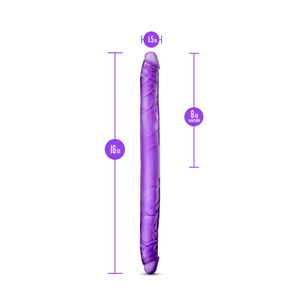B Yours 16 in. Double Dildo Purple - Fantasies Boutique