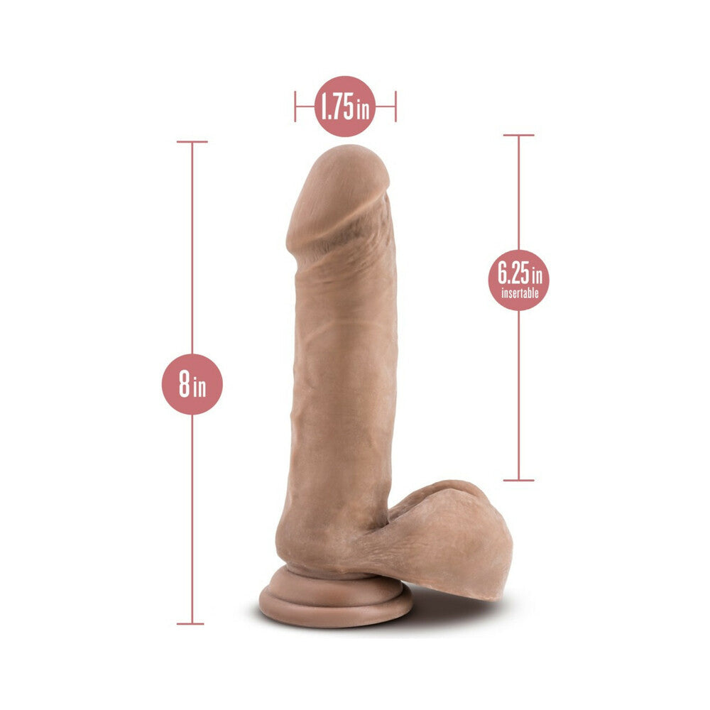 Au Naturel 8 in. Posable Dual Density Dildo with Balls Tan - Fantasies Boutique