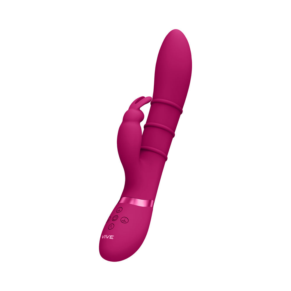 VIVE SORA Rechargeable Silicone G-Spot Rabbit Vibrator with Up & Down Stimulating Rings Pink - Fantasies Boutique