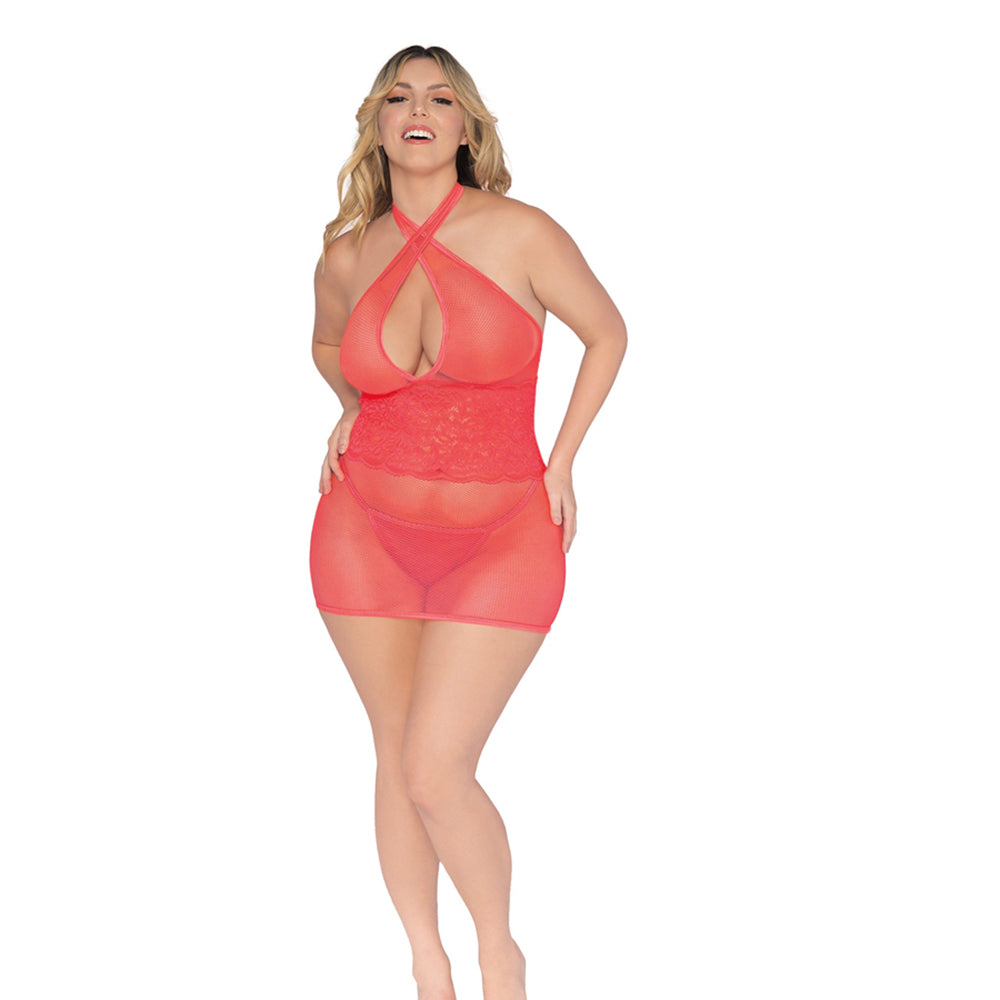 Dreamgirl Chemise & G-String Coral Queen Size