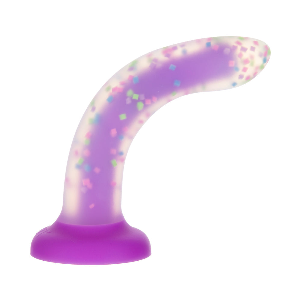 Addiction Rave 8 in. Bendable Glow-in-the-Dark Silicone Dildo Purple Confetti - Fantasies Boutique