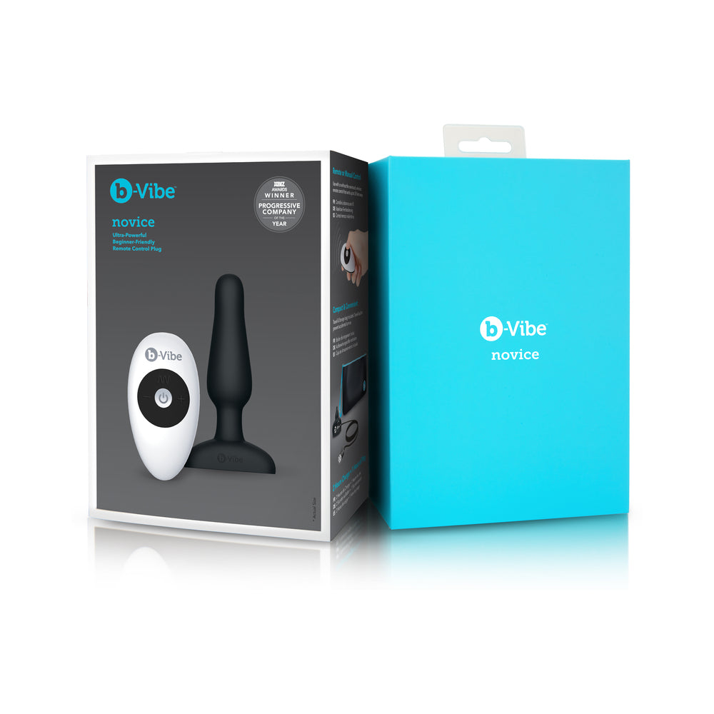 b-Vibe Novice Rechargeable Remote-Controlled Vibrating Silicone Anal Plug Black - Fantasies Boutique