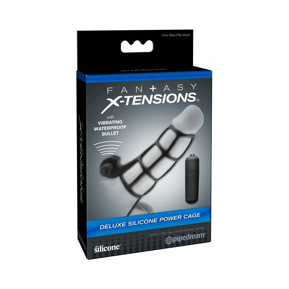 Fantasy X-tensions Vibrating Deluxe Silicone Power Cage Black - Fantasies Boutique