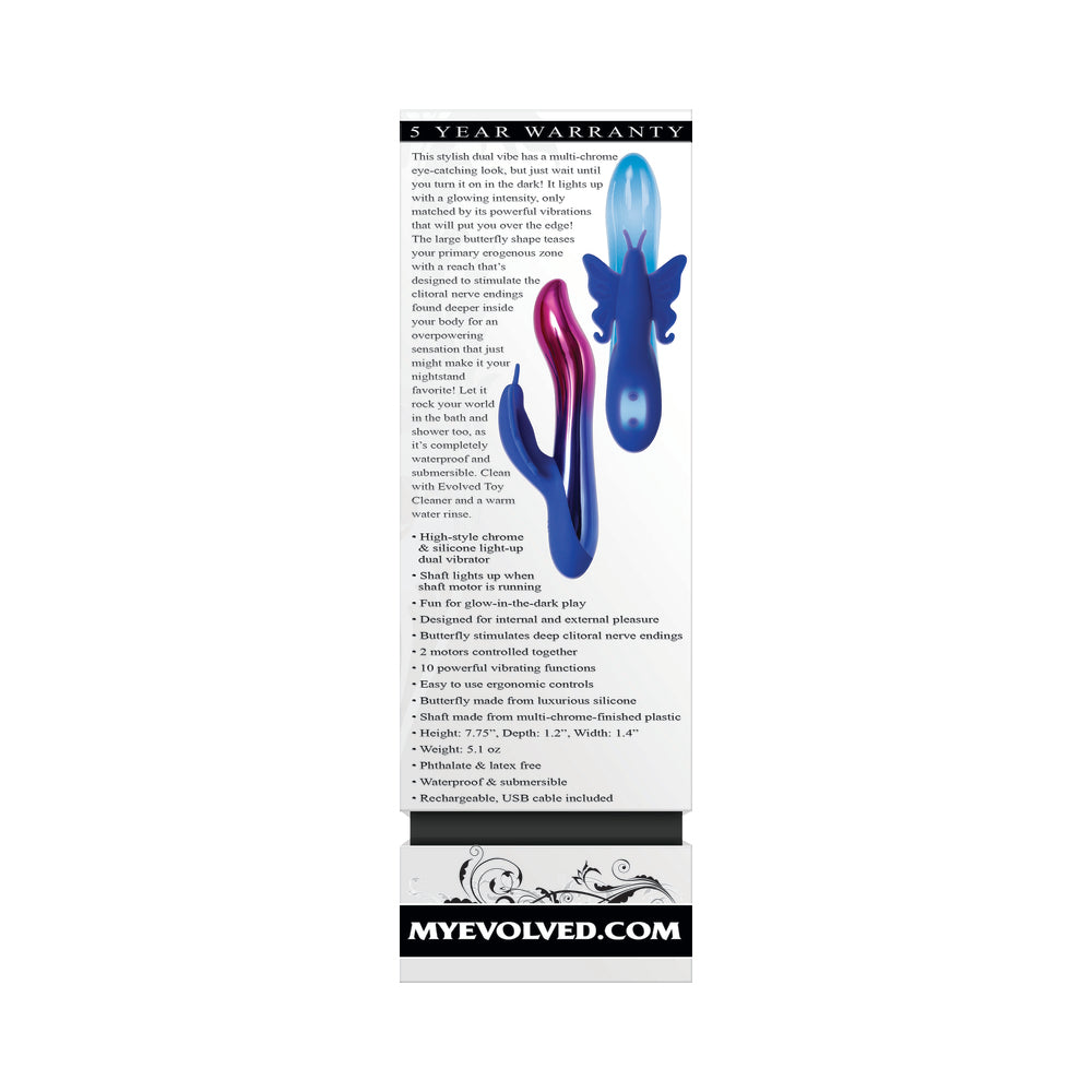 Evolved Firefly Rechargeable Silicone Dual Stimulator Blue/Pink - Fantasies Boutique