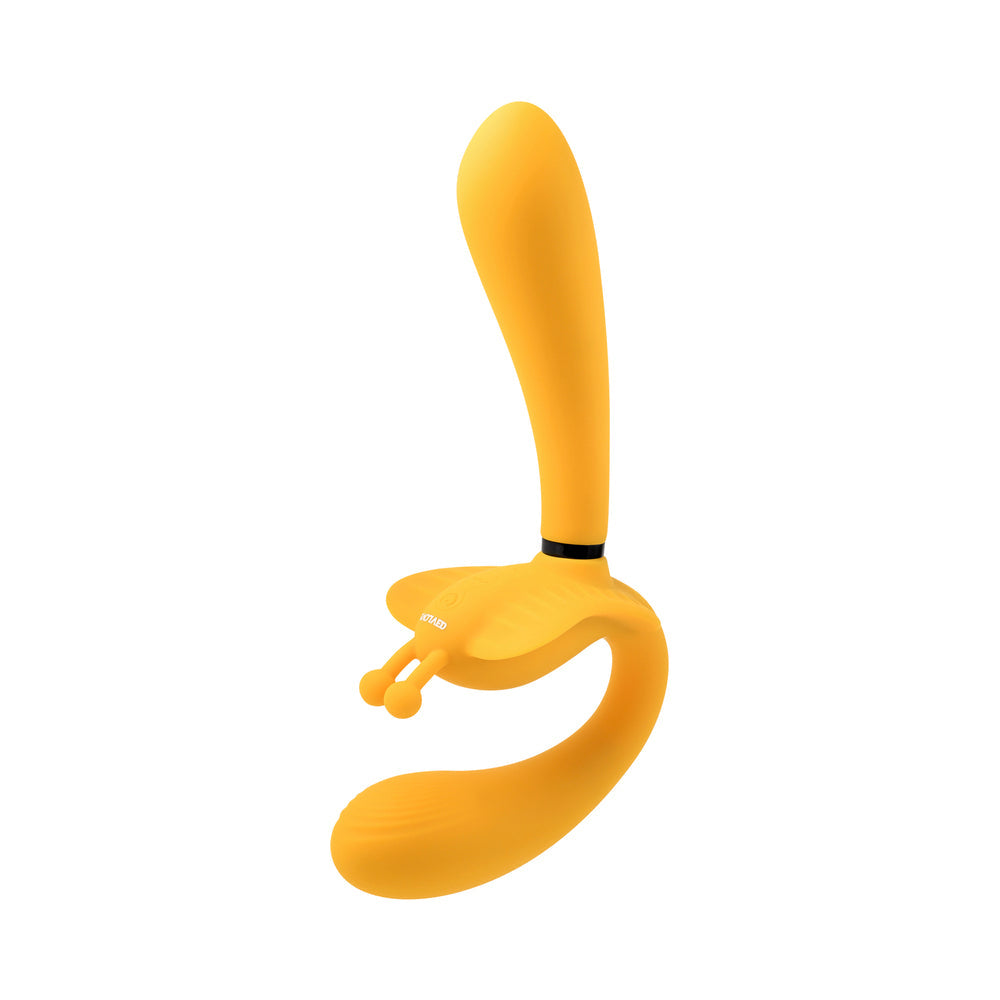 Evolved Monarch Rechargeable Silicone Multifunction Vibrating Strapless Strap-On Yellow - Fantasies Boutique