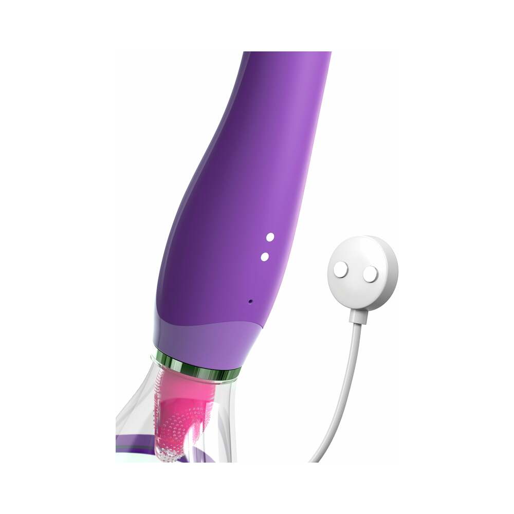 Pipedream Fantasy For Her Her Ultimate Pleasure Dual-Ended Vibrator With Licking Suction Purple - Fantasies Boutique