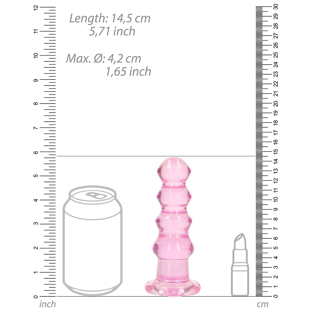 RealRock Crystal Clear Curvy 5.5 in. Dildo/Plug Pink - Fantasies Boutique