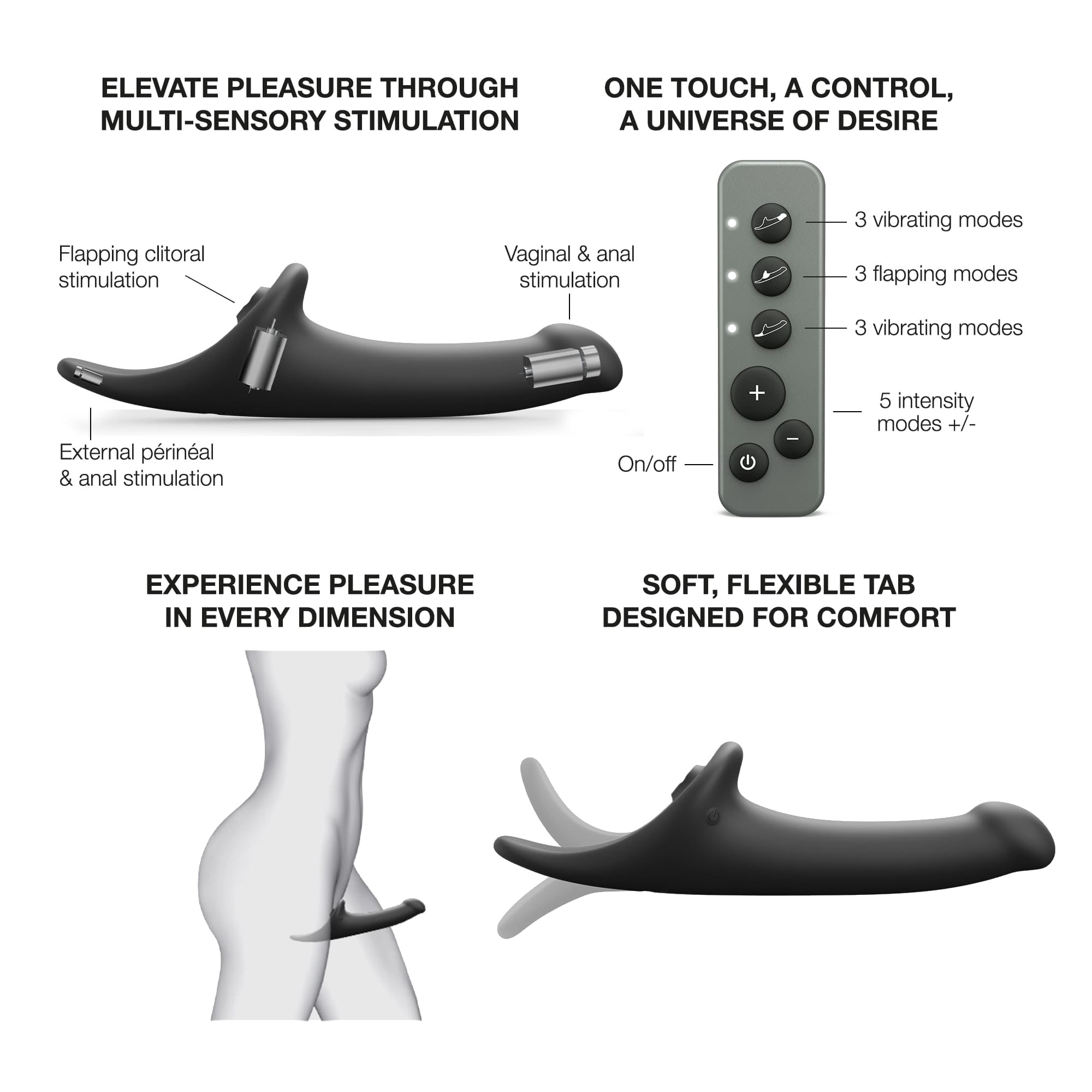 Strap-On-Me Multi Orgasm Dildo Medium Black