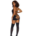 Dreamgirl Seamless Opaque Halter Garter Dress With Front and Back Slash Details Black OS - Fantasies Boutique