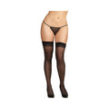 Dreamgirl Plus-Size Sheer Thigh-High Stockings With Plain Top and Back Seam Black Queen - Fantasies Boutique