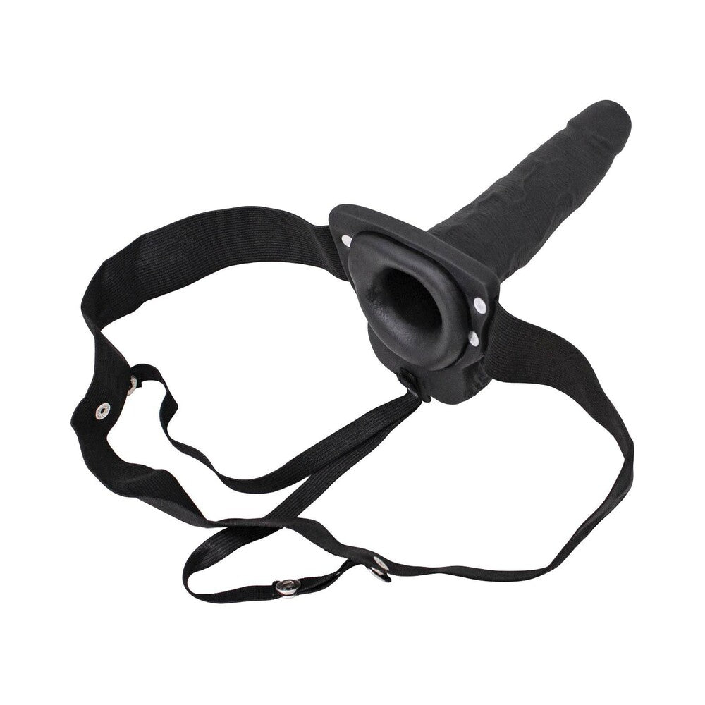 Erection Assistant Hollow Strap-On Vibrating 6 in. Black - Fantasies Boutique
