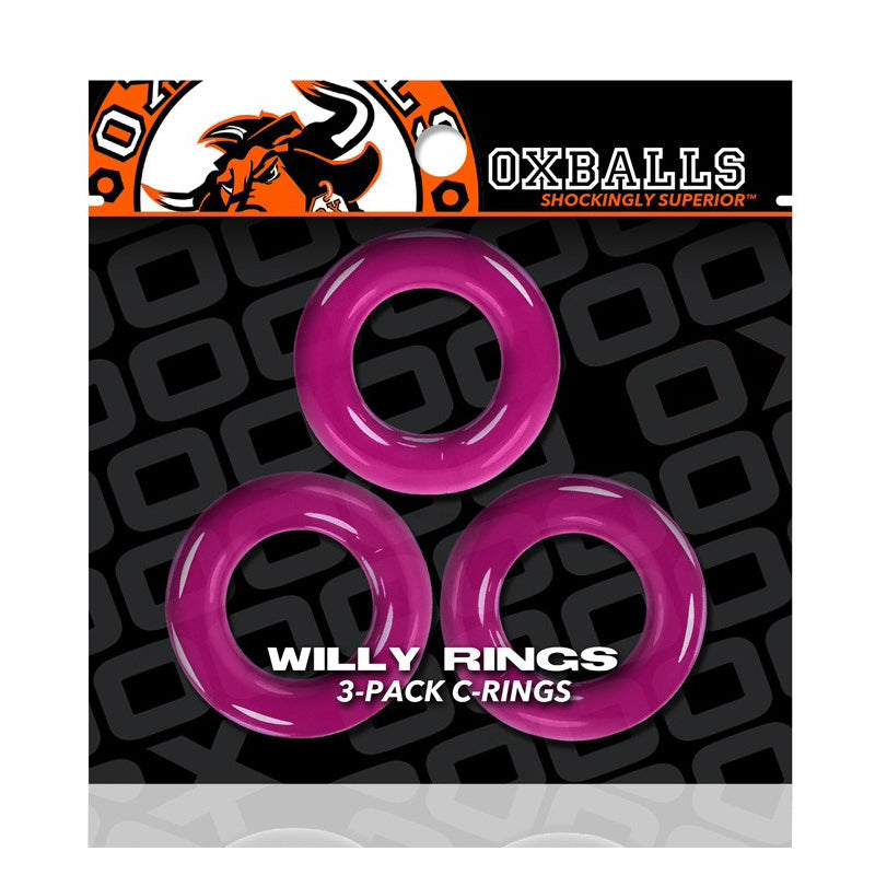 Oxballs Willy Rings 3-Pack Cockrings O/S Hot Pink - Fantasies Boutique