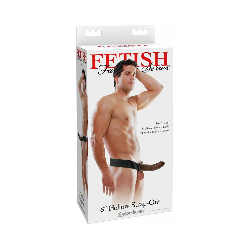 Fetish Fantasy Series 8 in. Hollow Strap-On Brown/Black - Fantasies Boutique