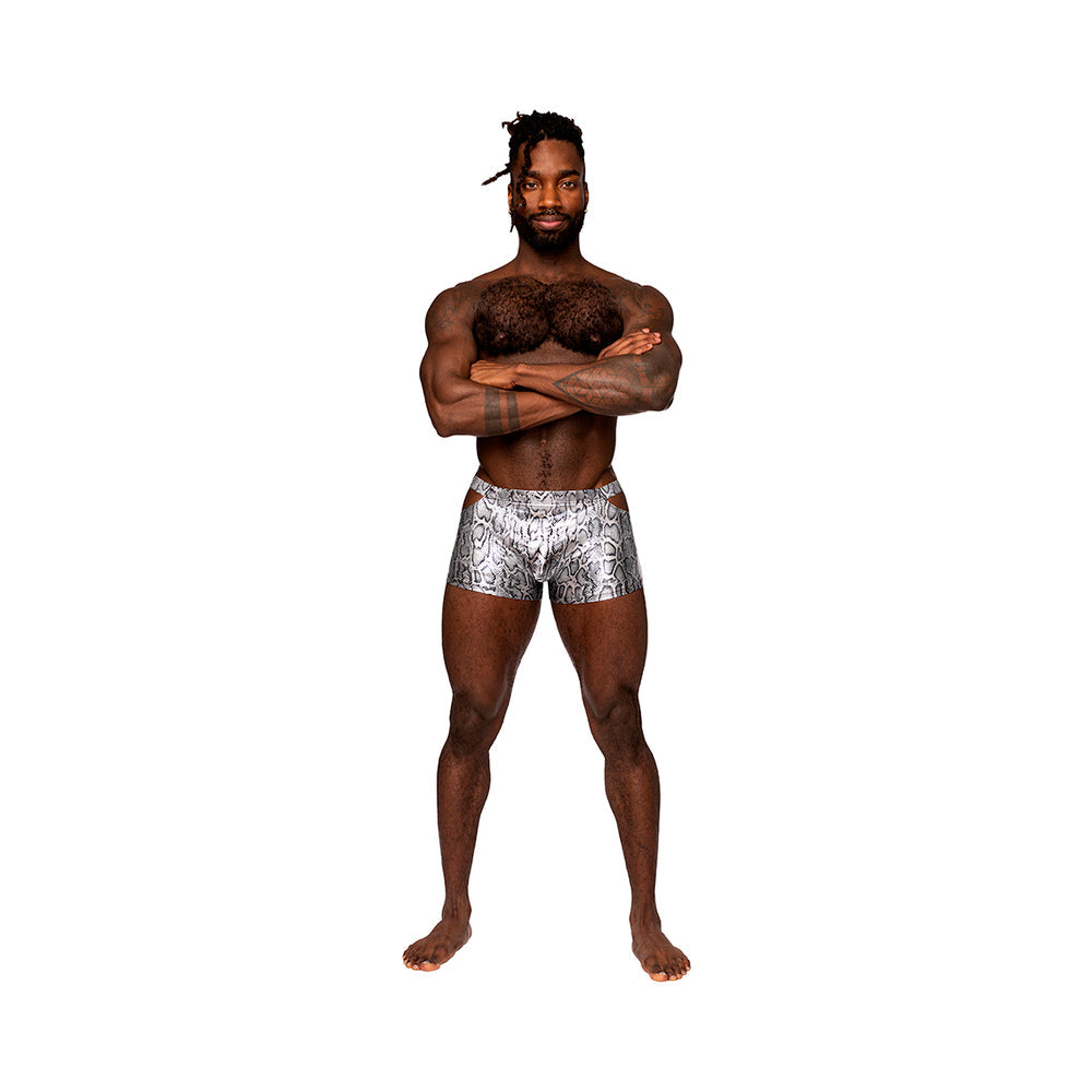 Male Power S'naked Pouch Short Silver/Black XL - Fantasies Boutique