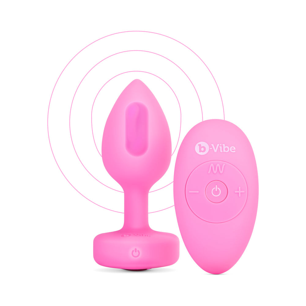 b-Vibe Vibrating Heart Anal Plug with Heart-Shaped Jewel Base S/M Pink - Fantasies Boutique