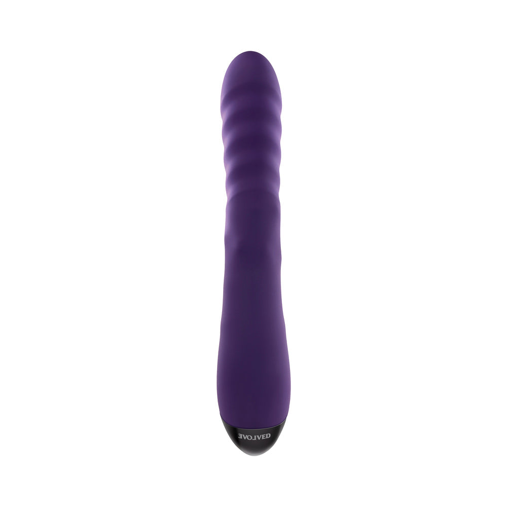 Evolved Rascally Rabbit Rechargeable Thrusting Swirling Silicone Vibrator Purple - Fantasies Boutique