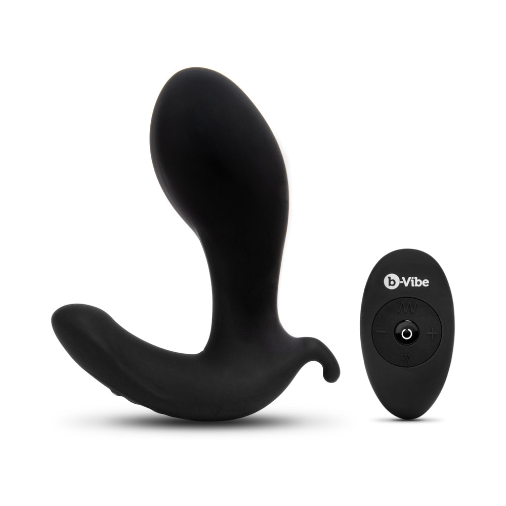 b-Vibe Expand Expanding and Vibrating Remote Control Plug Black - Fantasies Boutique