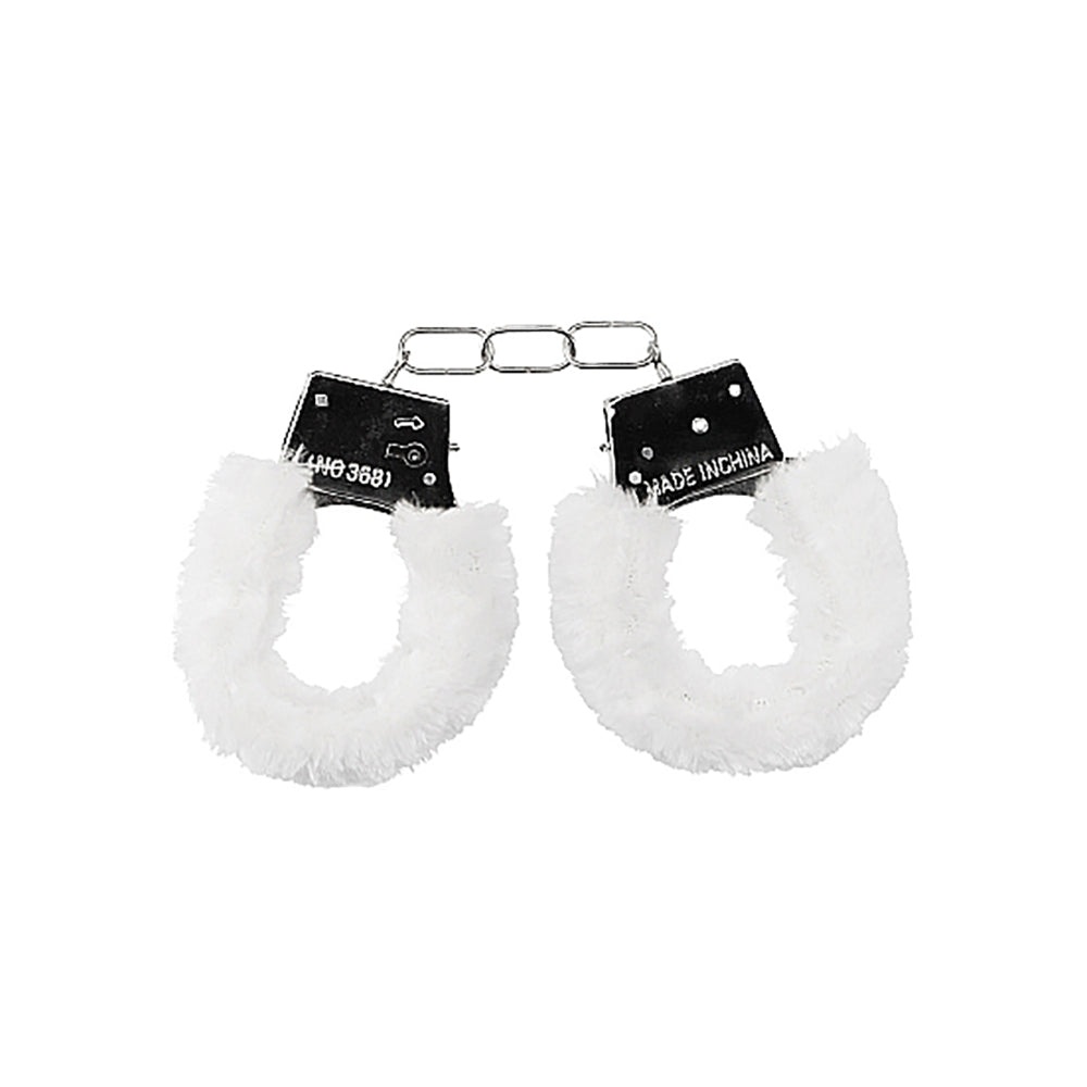 Ouch! Beginner's Furry Handcuffs With Quick-Release White - Fantasies Boutique