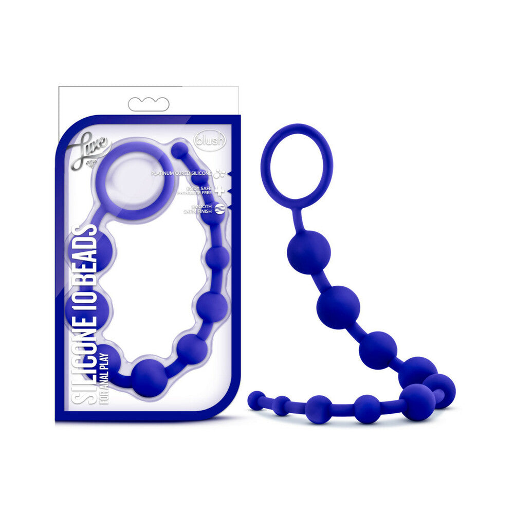 Blush Luxe Silicone 10 Beads for Anal Play Indigo - Fantasies Boutique