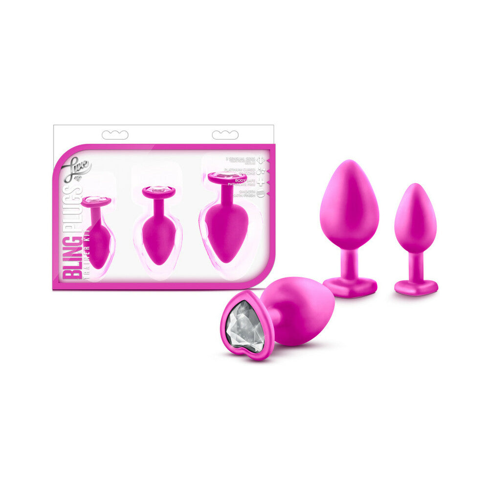 Blush Luxe 3-Piece Bling Plug Training Kit with White Gem Base Pink - Fantasies Boutique