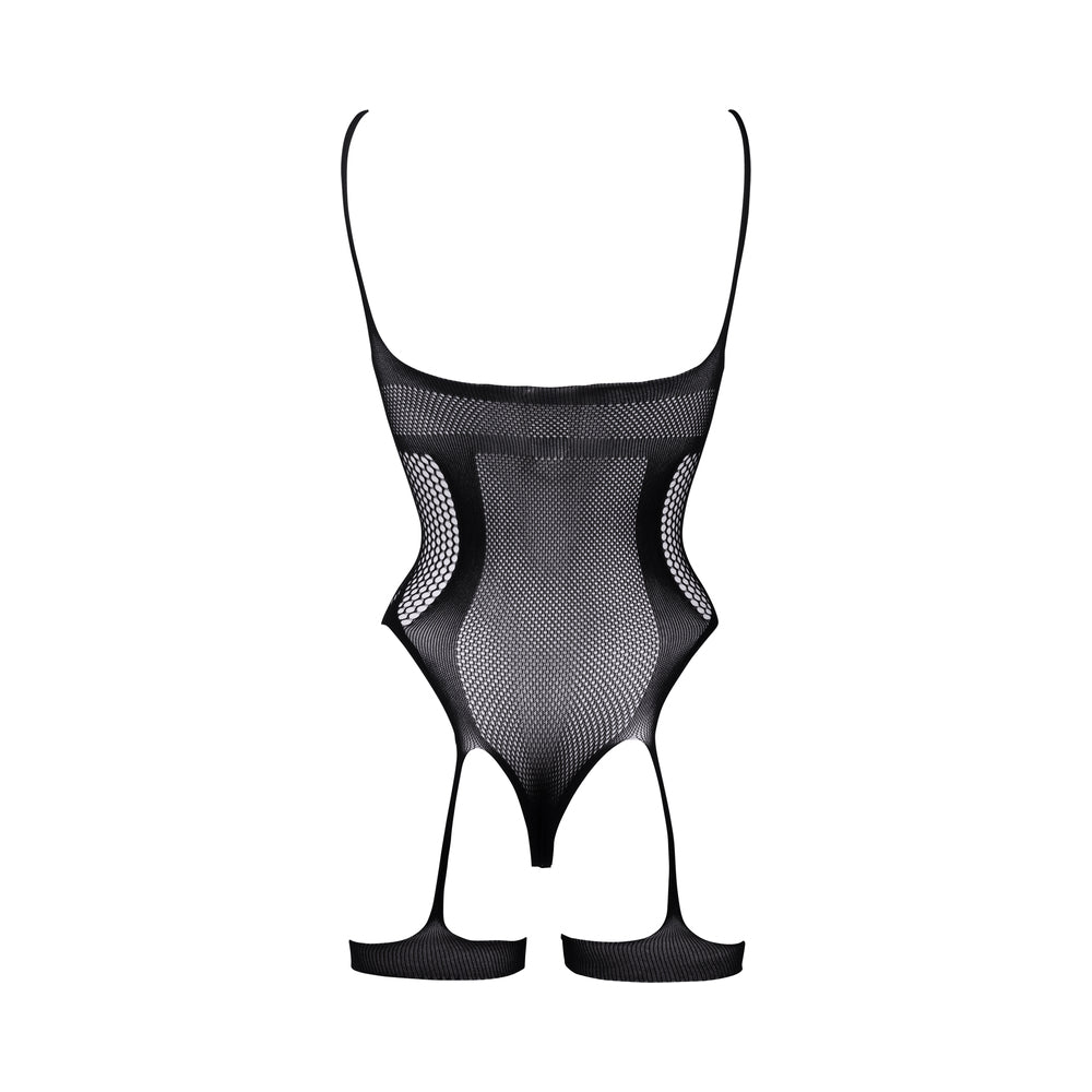 Shots Le Desir Bliss Open-Cup Strappy Gartered Teddy Black O/S - Fantasies Boutique