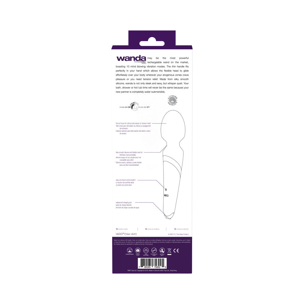 VeDO Wanda Rechargeable Wand Vibe - Deep Purple - Fantasies Boutique