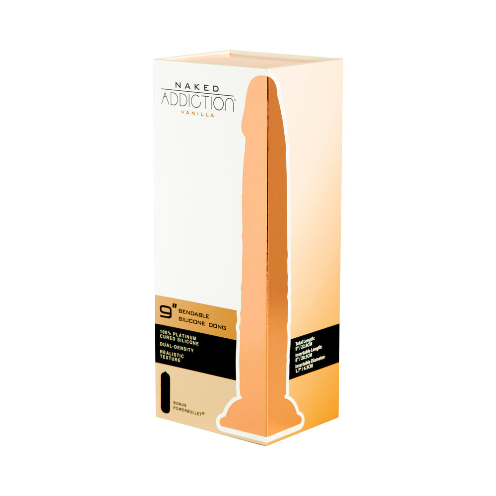 Naked Addiction Vanilla 9 in. Bendable Dual Density Silicone Dildo - Fantasies Boutique