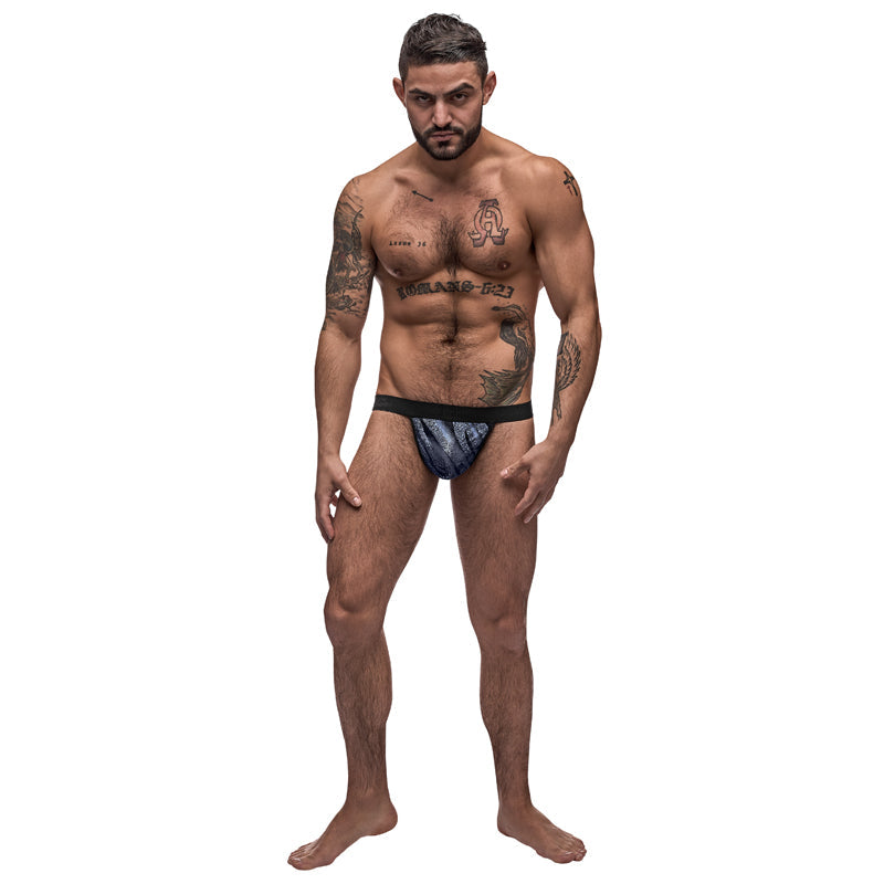 Male Power Blue Streak Posing Strap Blue OS - Fantasies Boutique