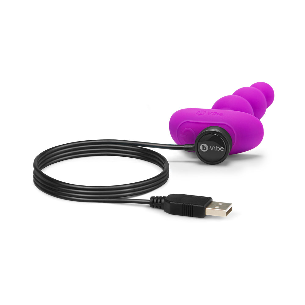 b-Vibe Triplet Rechargeable Remote-Controlled Vibrating Anal Beads Plug Fuchsia - Fantasies Boutique