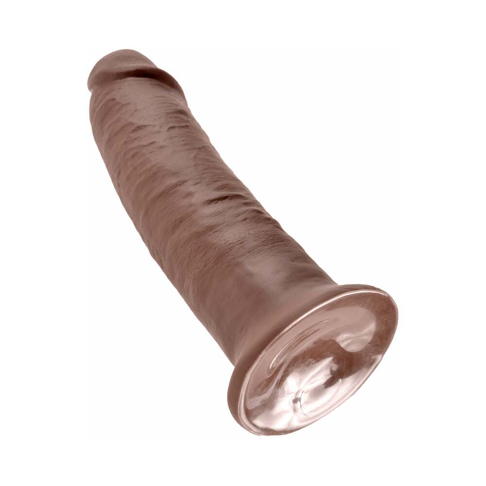 King Cock 10 in. Cock Realistic Dildo With Suction Cup Brown - Fantasies Boutique