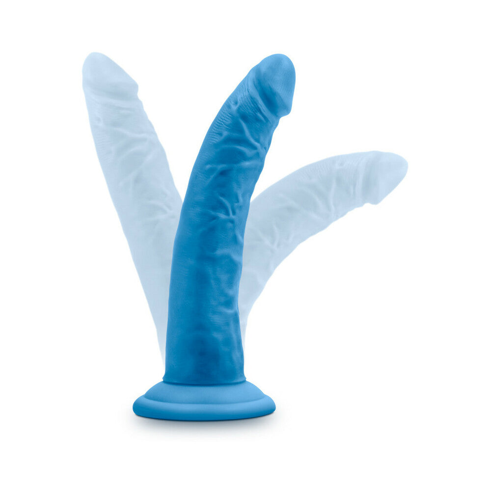 Neo Elite 7.5 in. Silicone Dual Density Dildo Neon Blue - Fantasies Boutique