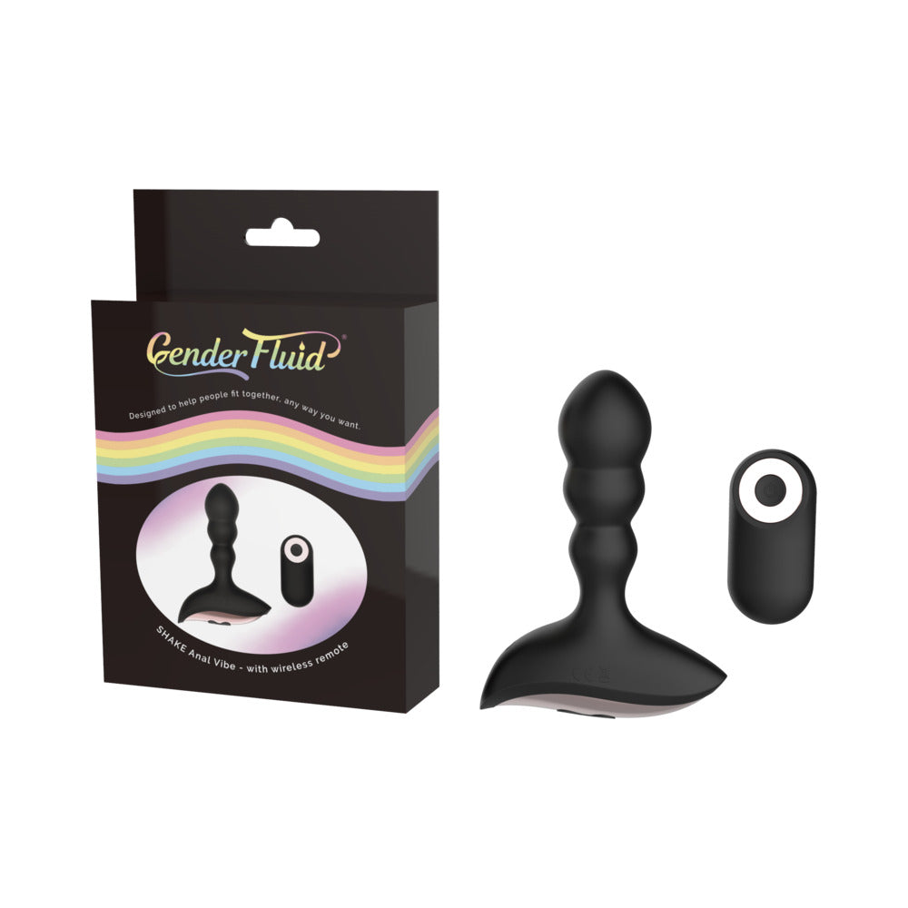 Gender Fluid Shake Rechargeable Remote-Controlled Silicone Anal Vibrator Black - Fantasies Boutique