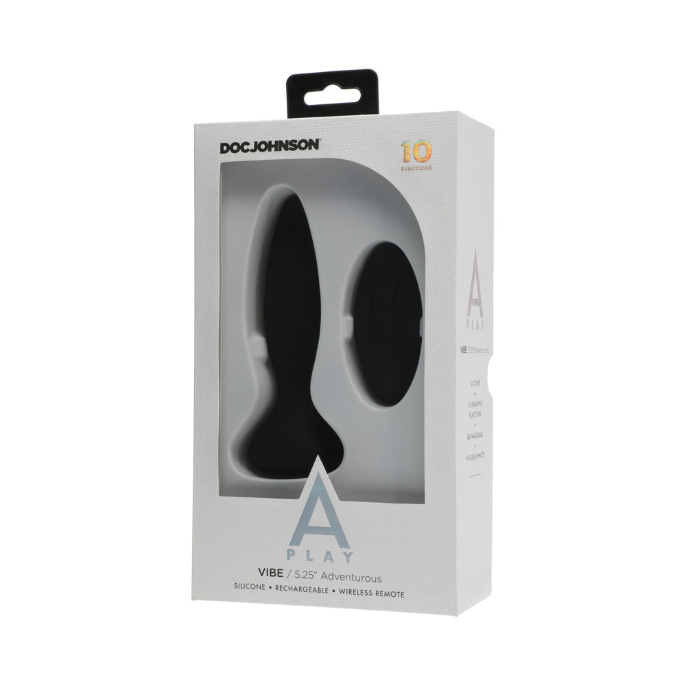 A-Play Vibe Adventurous Rechargeable Silicone Anal Plug with Remote Black - Fantasies Boutique