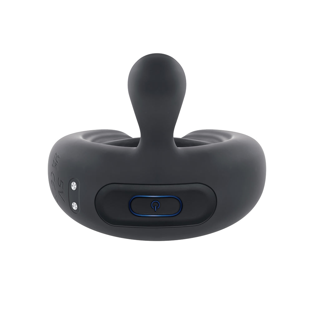 Playboy Triple Play Vibrating Cockring with Stimulator Black - Fantasies Boutique