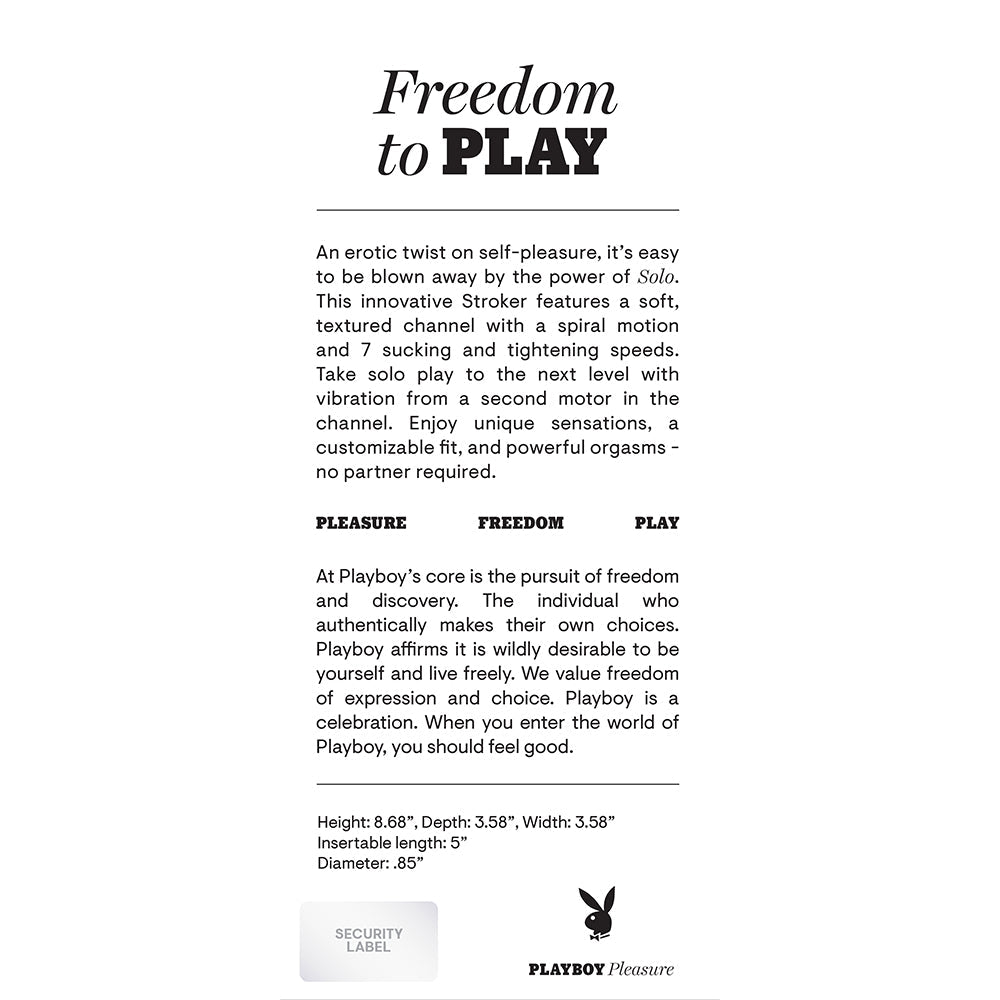 Playboy Solo Rechargeable Sucking Vibrating Masturbator - Fantasies Boutique