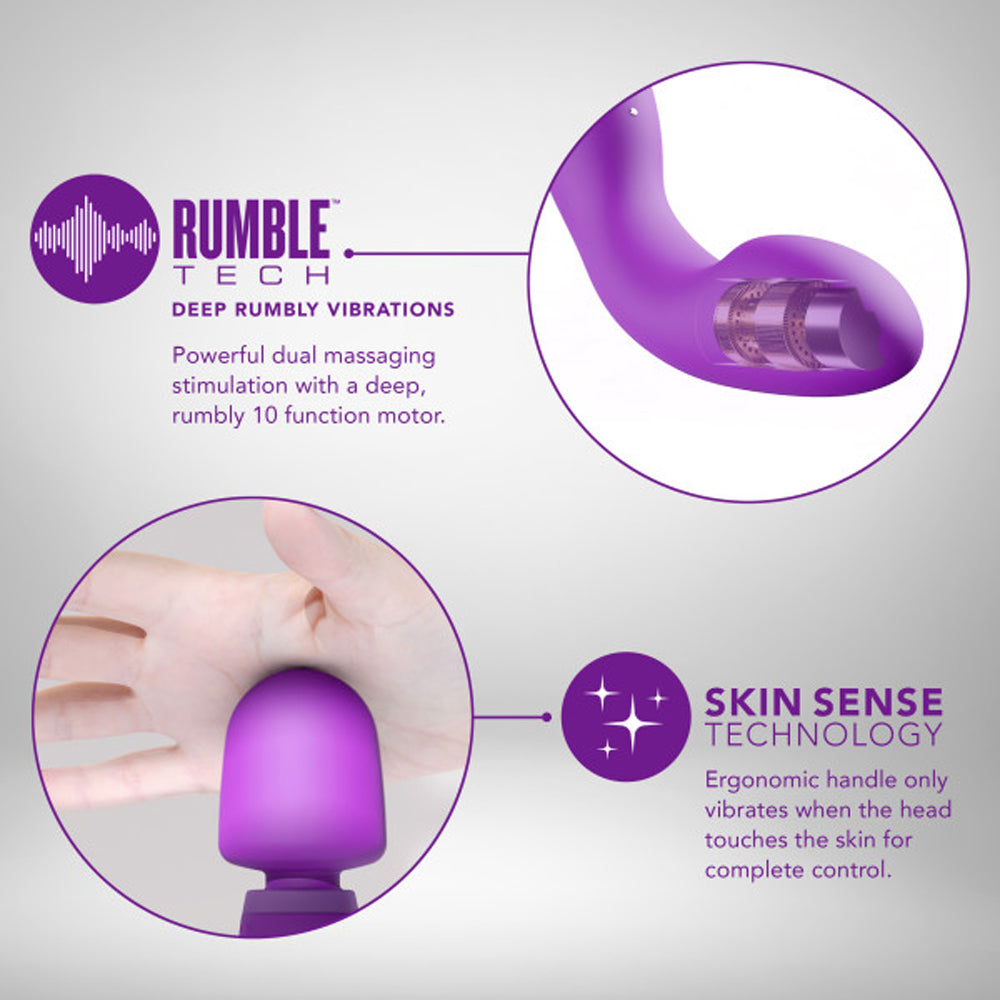 Wellness Dual Sense Rechargeable Silicone Dual Ended G-Spot & Wand Vibrator Purple - Fantasies Boutique