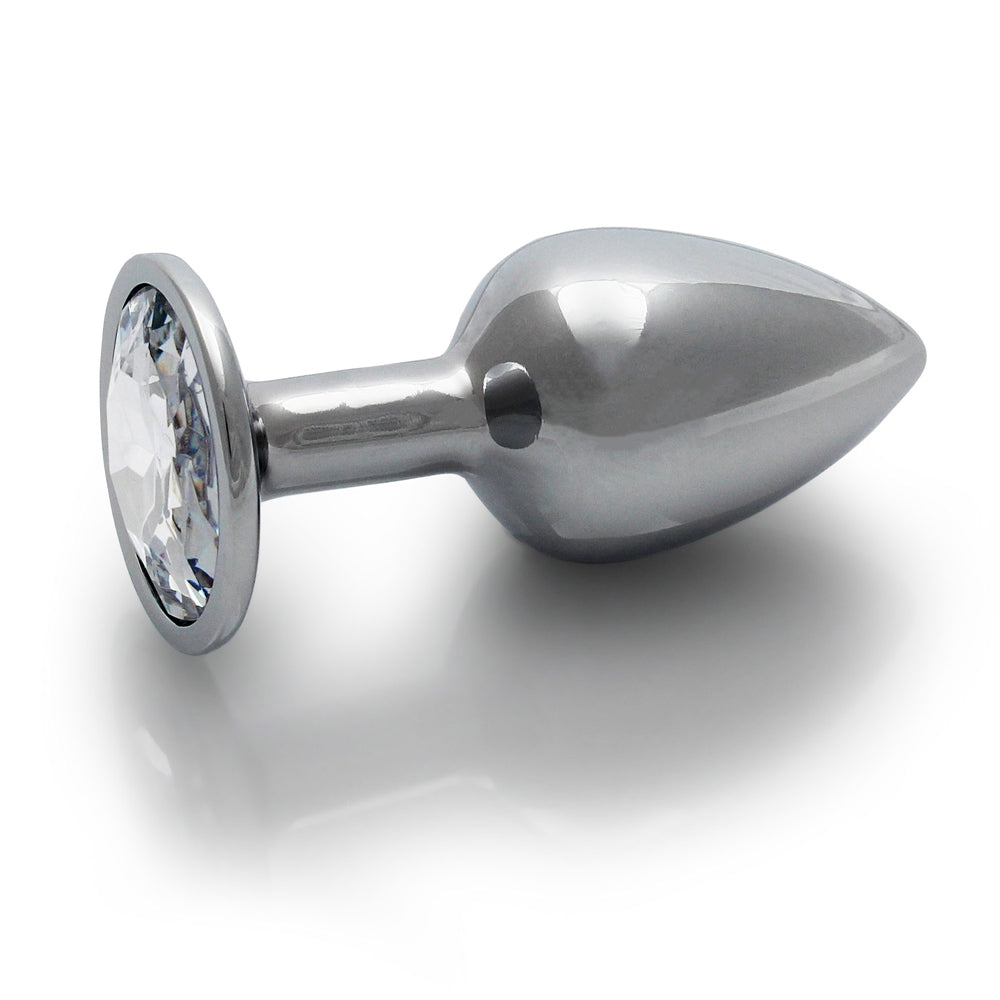 Ouch! Round Gem Butt Plug Small Silver/Diamond - Fantasies Boutique