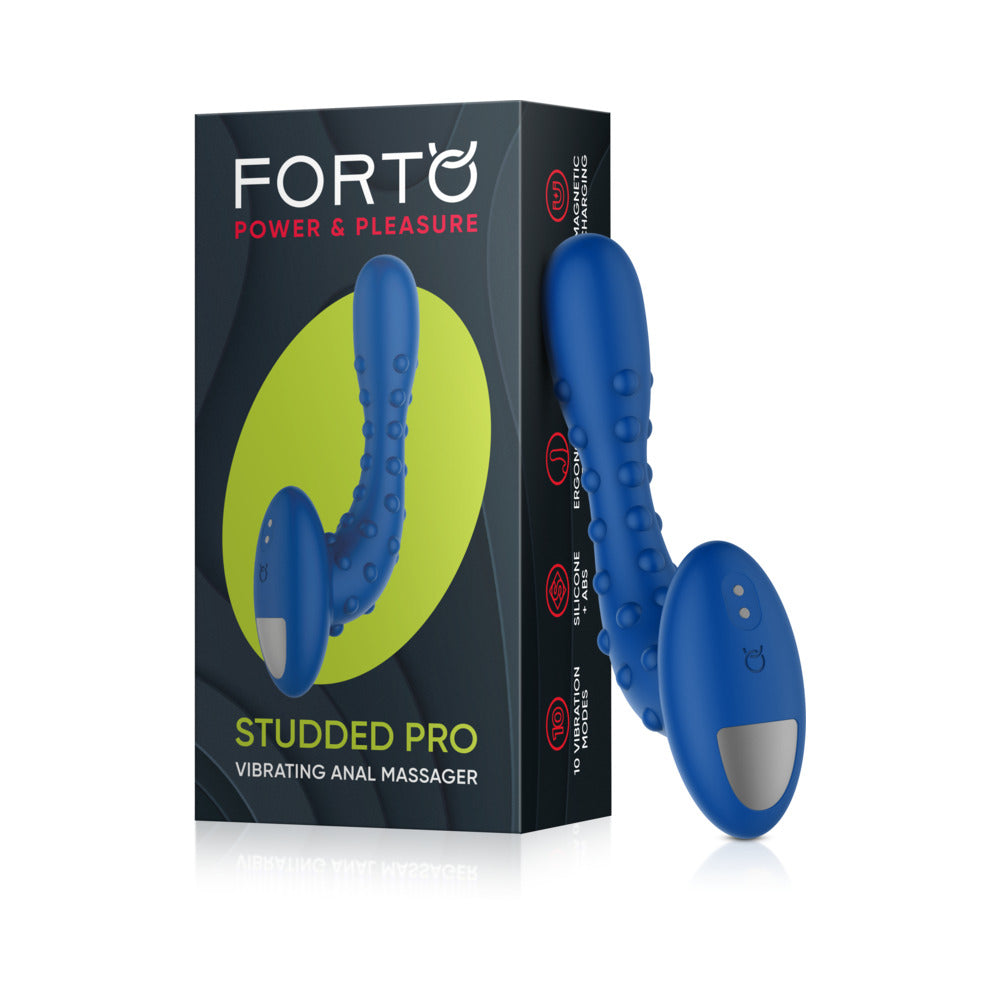 Forto Studded Pro Rechargeable Silicone Vibrating Anal Massager Blue - Fantasies Boutique