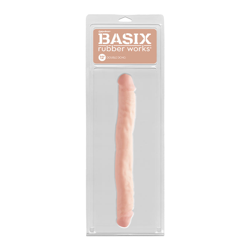 Basix Rubber Works 12 in. Double Dong Beige - Fantasies Boutique
