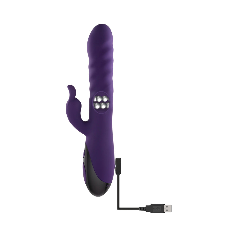 Evolved Rascally Rabbit Rechargeable Thrusting Swirling Silicone Vibrator Purple - Fantasies Boutique