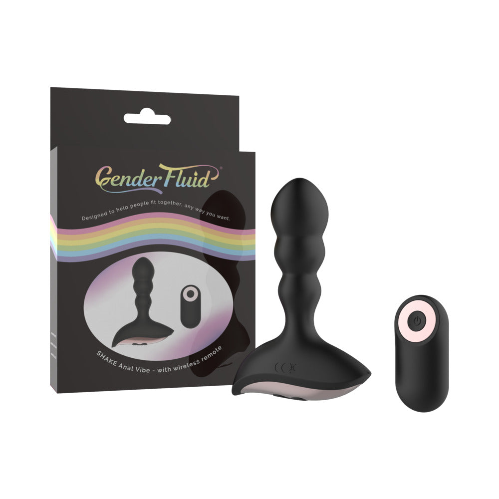 Gender Fluid Shake Rechargeable Remote-Controlled Silicone Anal Vibrator Black - Fantasies Boutique