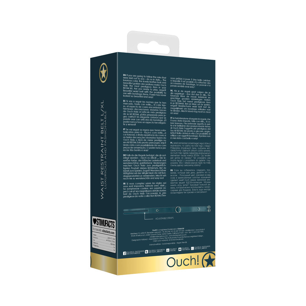 Ouch! Halo Ringed Waist Restraint Belt Burgundy L/XL - Fantasies Boutique