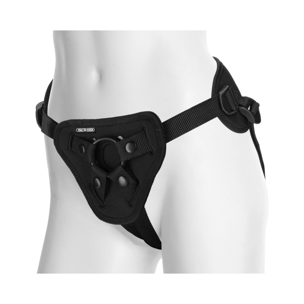 Vac-U-Lock Supreme Harness With Vibrating Plug Black - Fantasies Boutique