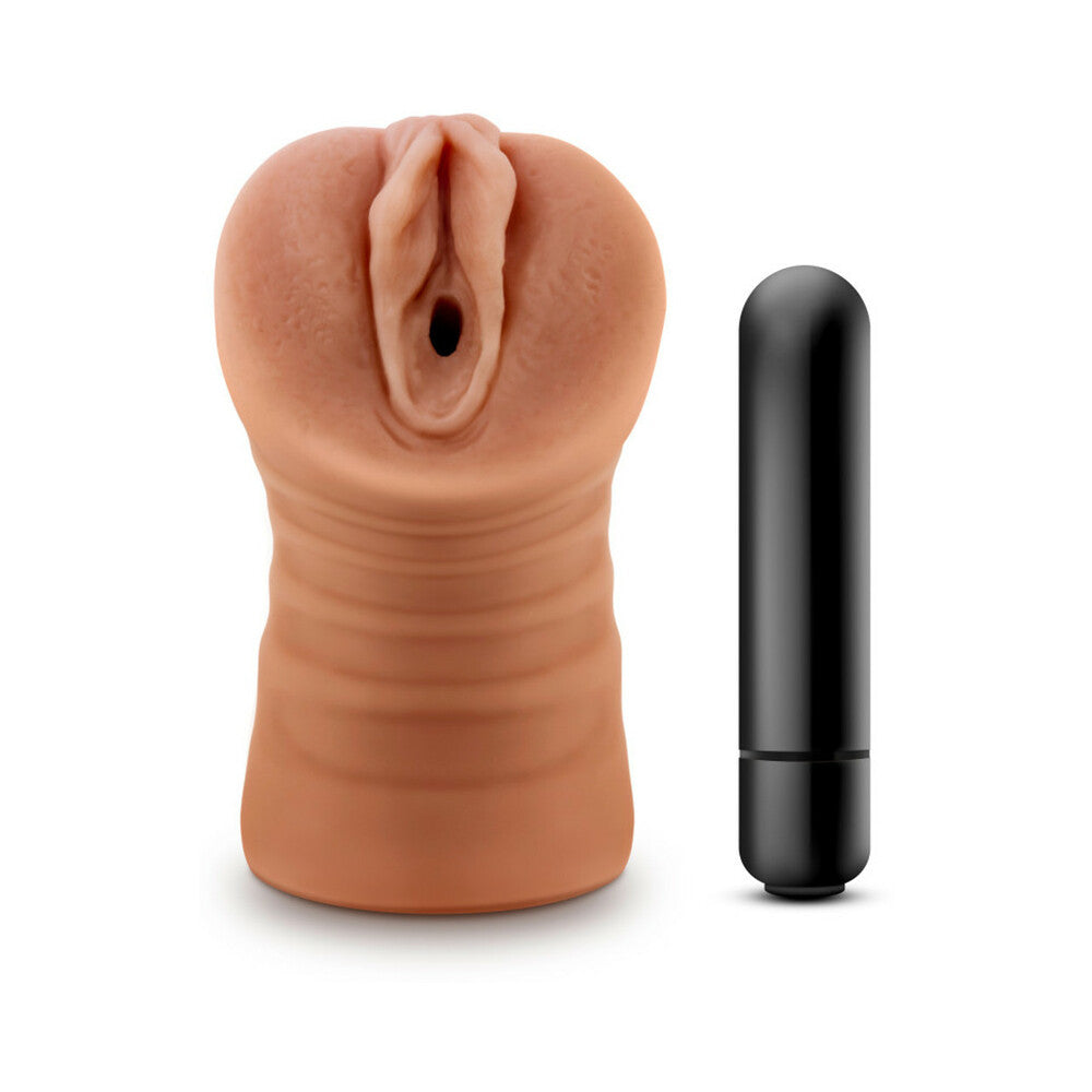 M for Men Julieta Vagina Stroker with Bullet Vibrator Tan - Fantasies Boutique