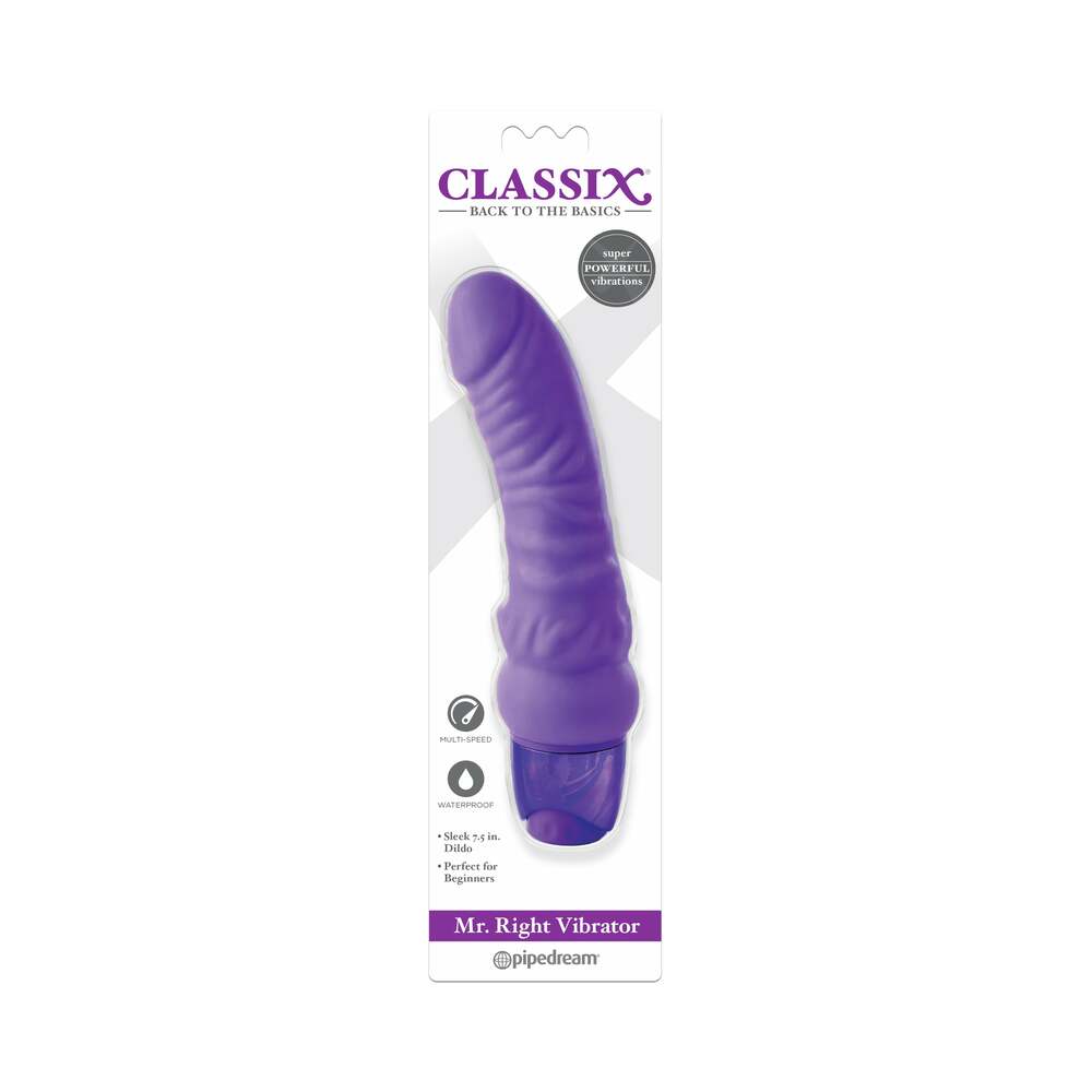 Pipedream Classix Mr. Right Vibrator Realistic 6.5 in. Vibrating Dildo Purple - Fantasies Boutique