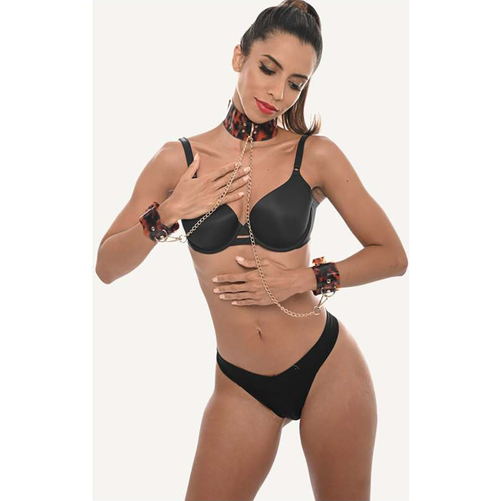 Sincerely, Sportsheets Amber Adjustable Neck & Wrist Restraints Tortoiseshell - Fantasies Boutique