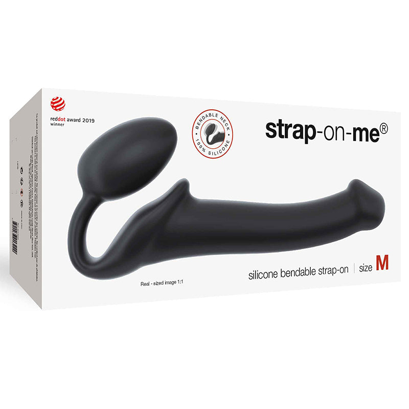 Strap-On-Me Semi-Realistic Bendable Silicone Strap-On Black M - Fantasies Boutique