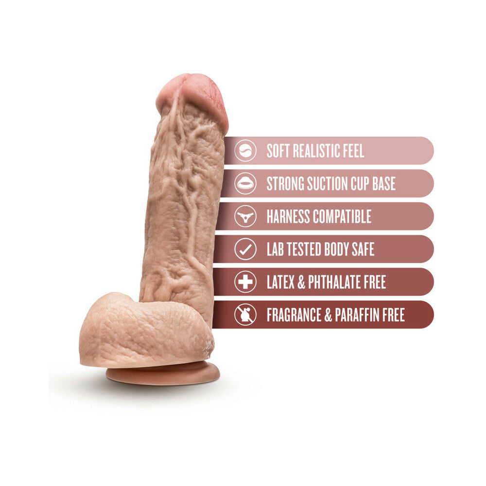 Hung Rider Trigger Realistic 8.5 in. Dildo with Balls Beige - Fantasies Boutique