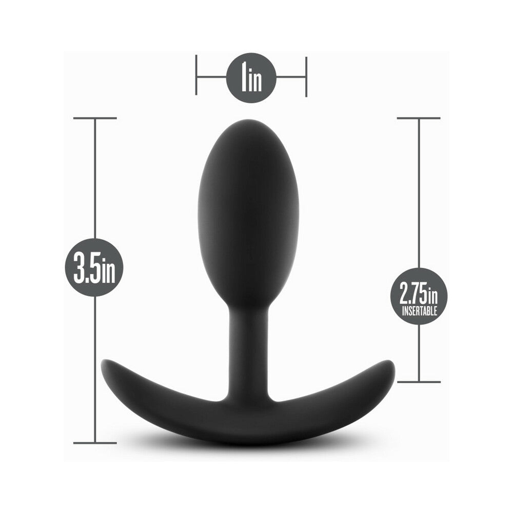 Blush Anal Adventures Platinum Silicone Weighted Vibra Slim Plug Small Black - Fantasies Boutique