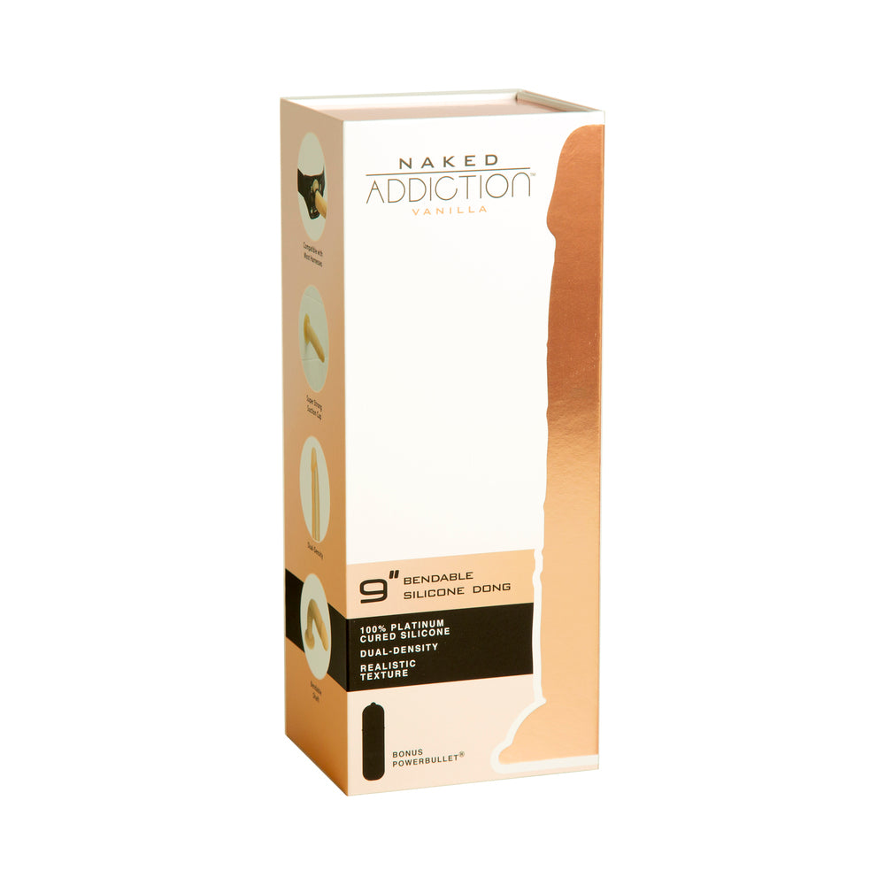 Naked Addiction Vanilla 9 in. Bendable Dual Density Silicone Dildo - Fantasies Boutique